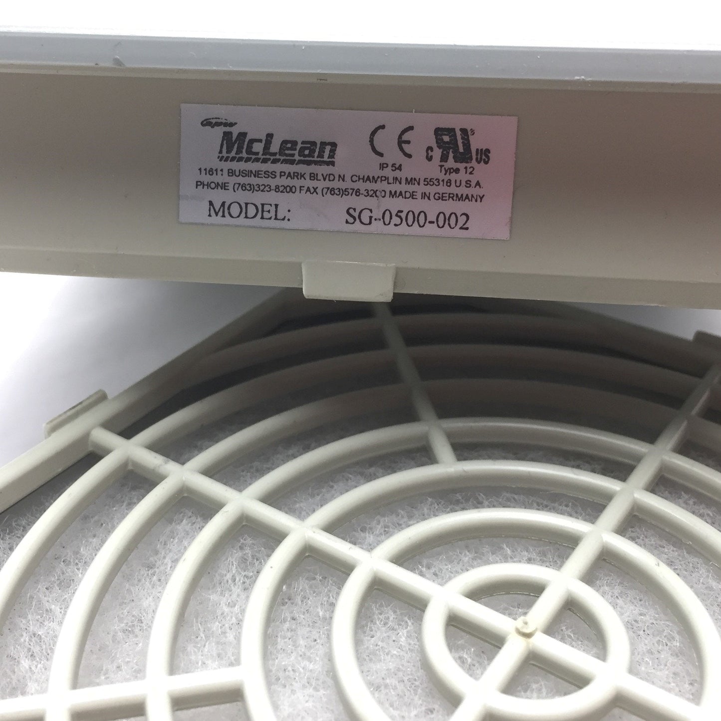 Used Lot of 2 McLean SG-0500-002 Enclosure Exhaust Grill & Filter, 148 x 148 x 27.4mm