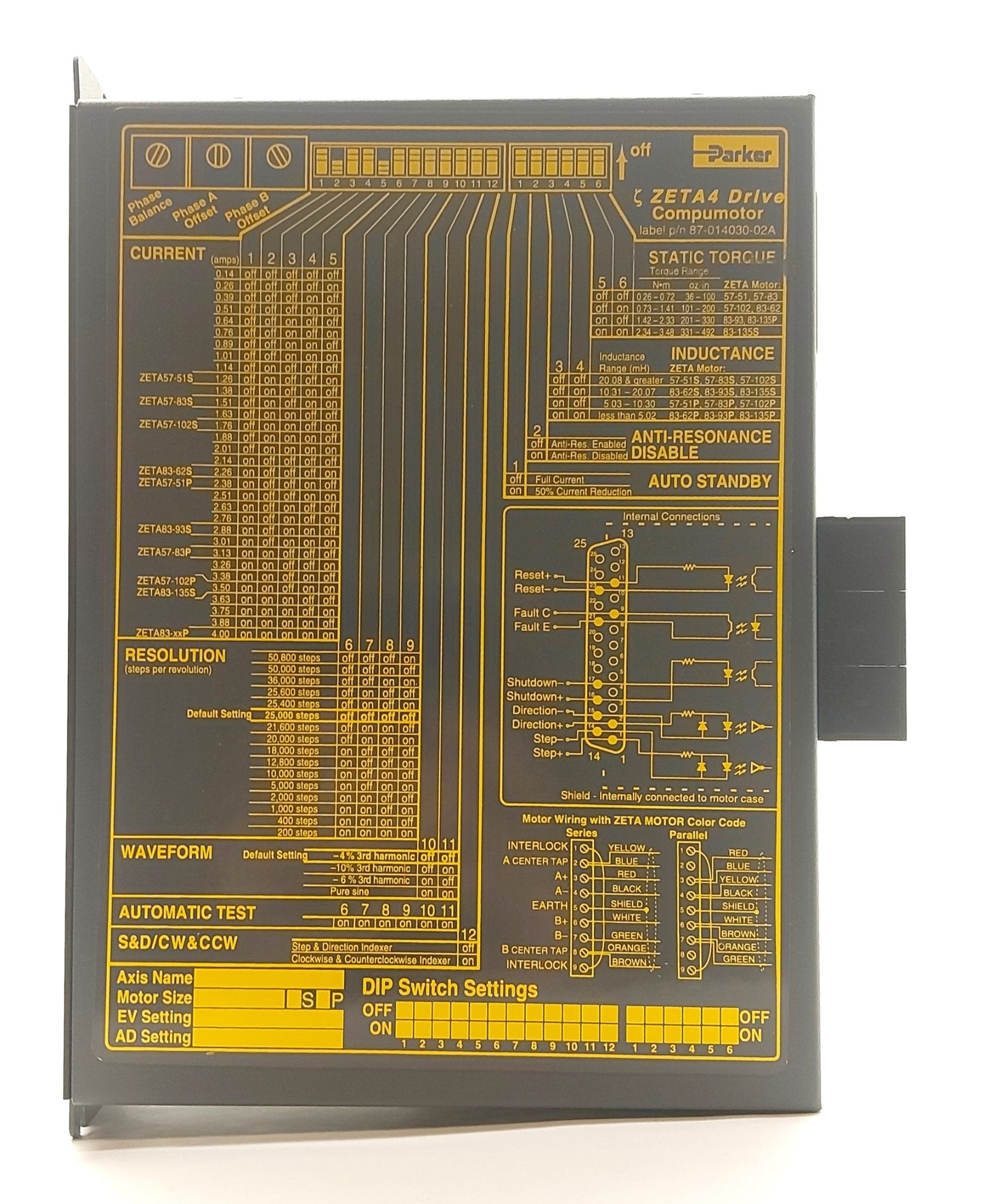 New Other Parker ZETA4 Compumotor Stepper Motor Drive, 1-Axis, 170VDC 4A Bus, 120VAC