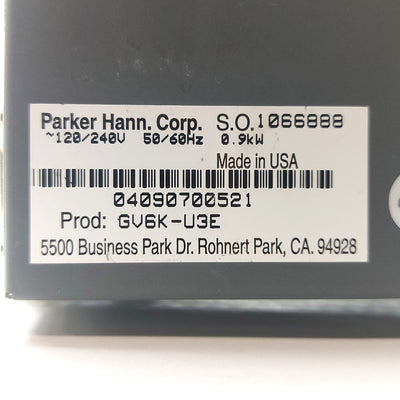 Used Parker GV6K-U3E Gemini Servo Motor Drive, 1-Axis, 170/340VDC 3A, 120/240VAC