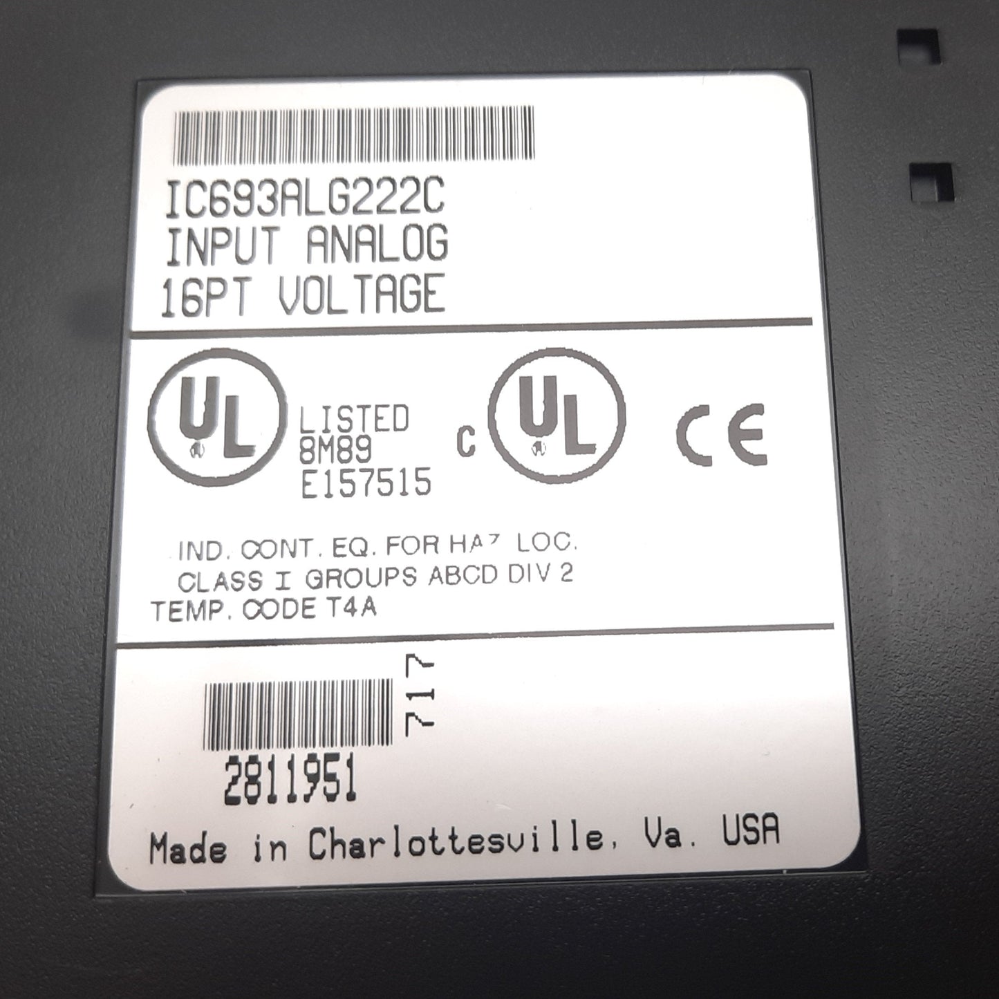 Used GE Fanuc IC693ALG222C Analog Voltage Input Module, 16-Point, 10VDC, Series 90-30