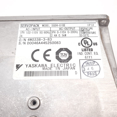 Used Yaskawa SGDH-01BE Sigma II Servo Motor Drive 3PH 0-115VAC, 0-300Hz, 2.4A 100W