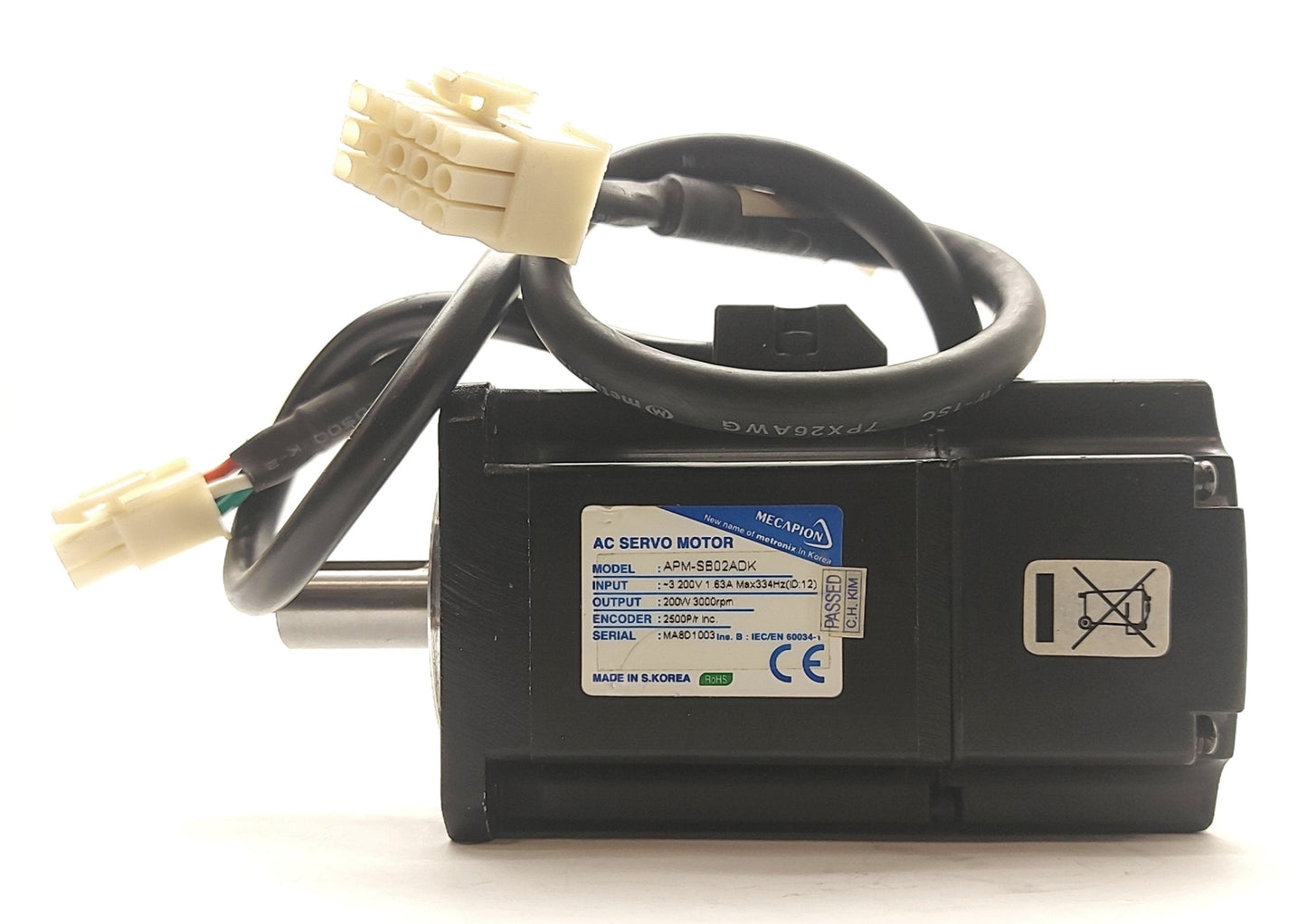 Used LS Mecapion APM-SB02ADK AC Servo Motor 200W 3000RPM 200V 1.63A 334Hz 60mm Frame