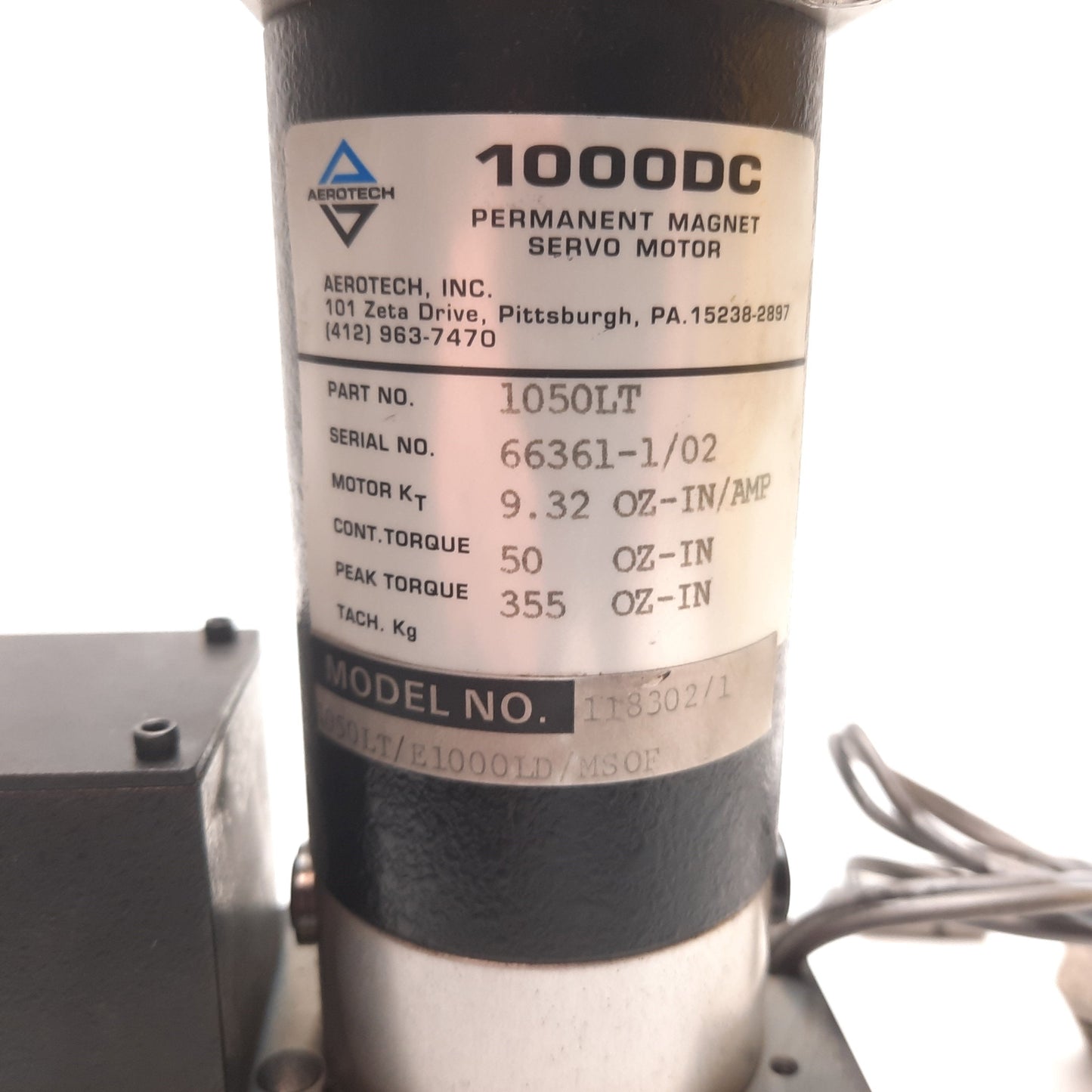 Used Aerotech 1050LT-MSOF-E1000LD Servo Motor NEMA 23 W/ Encoder & 2x Position Sensor