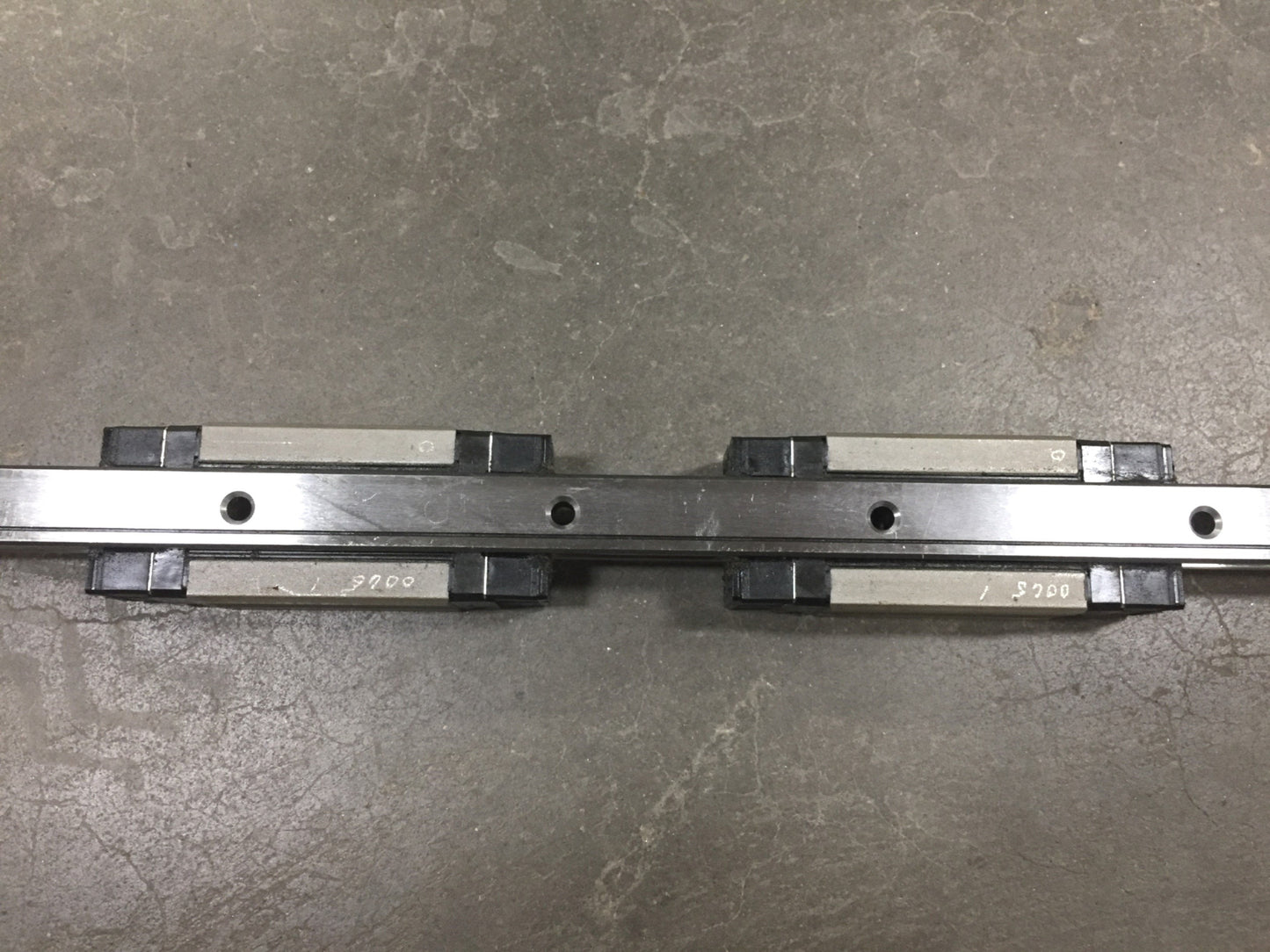 Used THK LM Caged Linear Guide Rail w/2x SHS15V Bearings, Rail: 1625mm x 15mm x 13mm