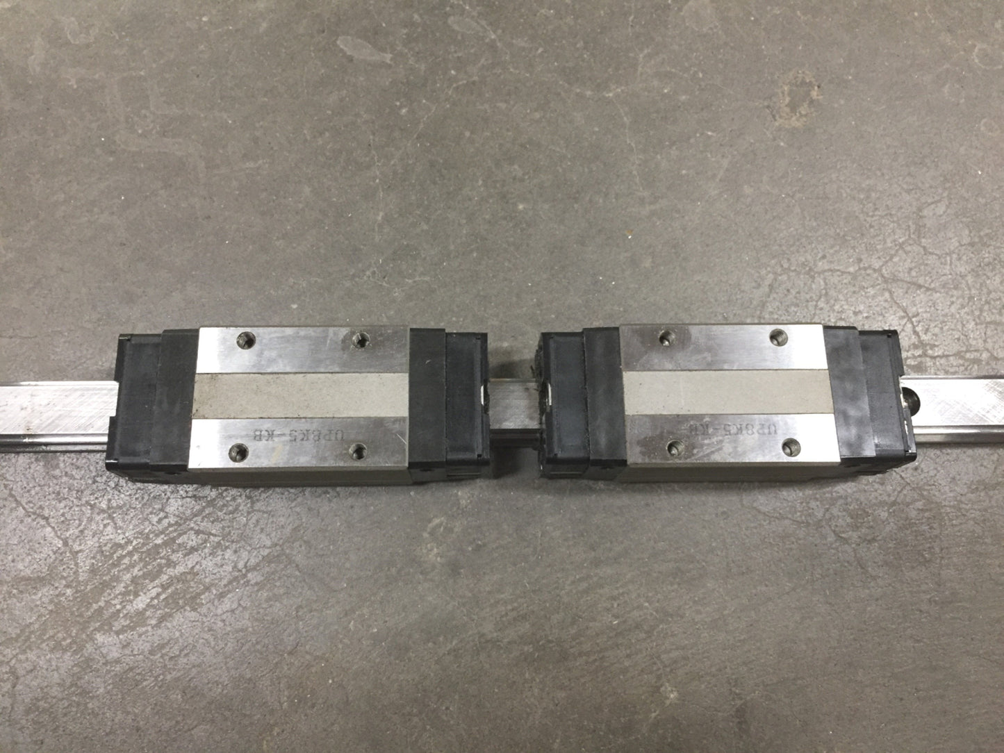 Used THK LM Caged Linear Guide Rail w/2x SHS15V Bearings, Rail: 1625mm x 15mm x 13mm