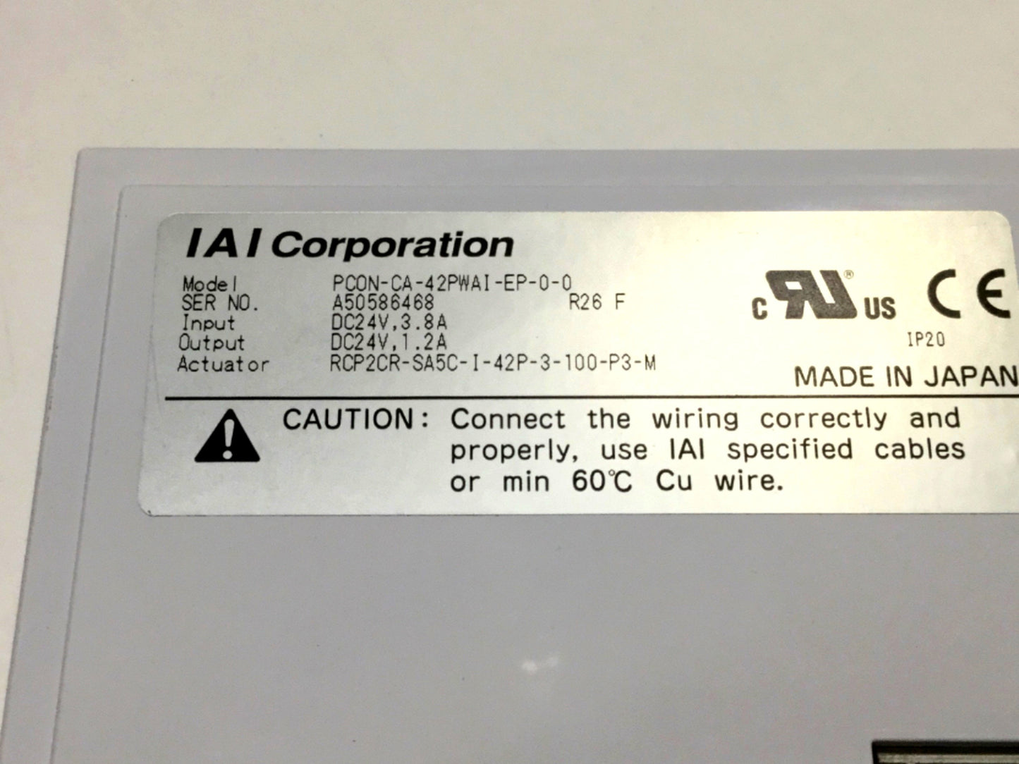 Used IAI RCP2CR-SA5C Cleanroom ROBO Cylinder Linear Actuator 100mm w/Controller 24VDC