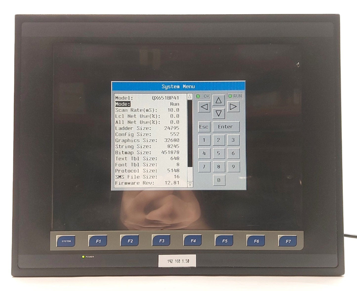 Used Horner Automation HE-QX651BP41 HMI/Operator Panel 12" TFT FOX/CsCAN 24VDC 1.25A