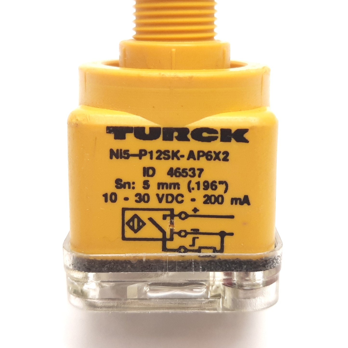 Used Turck Ni5-P12SK-AP6X2 Inductive Proximity Sensor, 5mm, 10-30VDC, PNP N/O