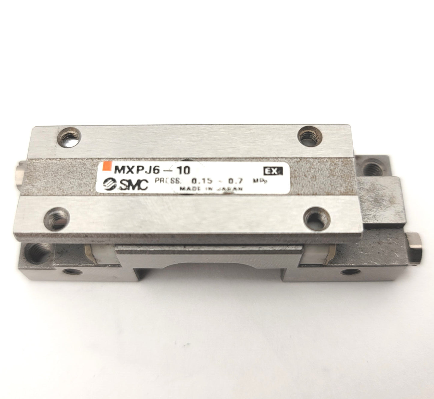 Used SMC MXPJ6-10 Pneumatic Linear Slide Table Bore: 6mm, Stroke: 10mm, 0.15-0.7MPa