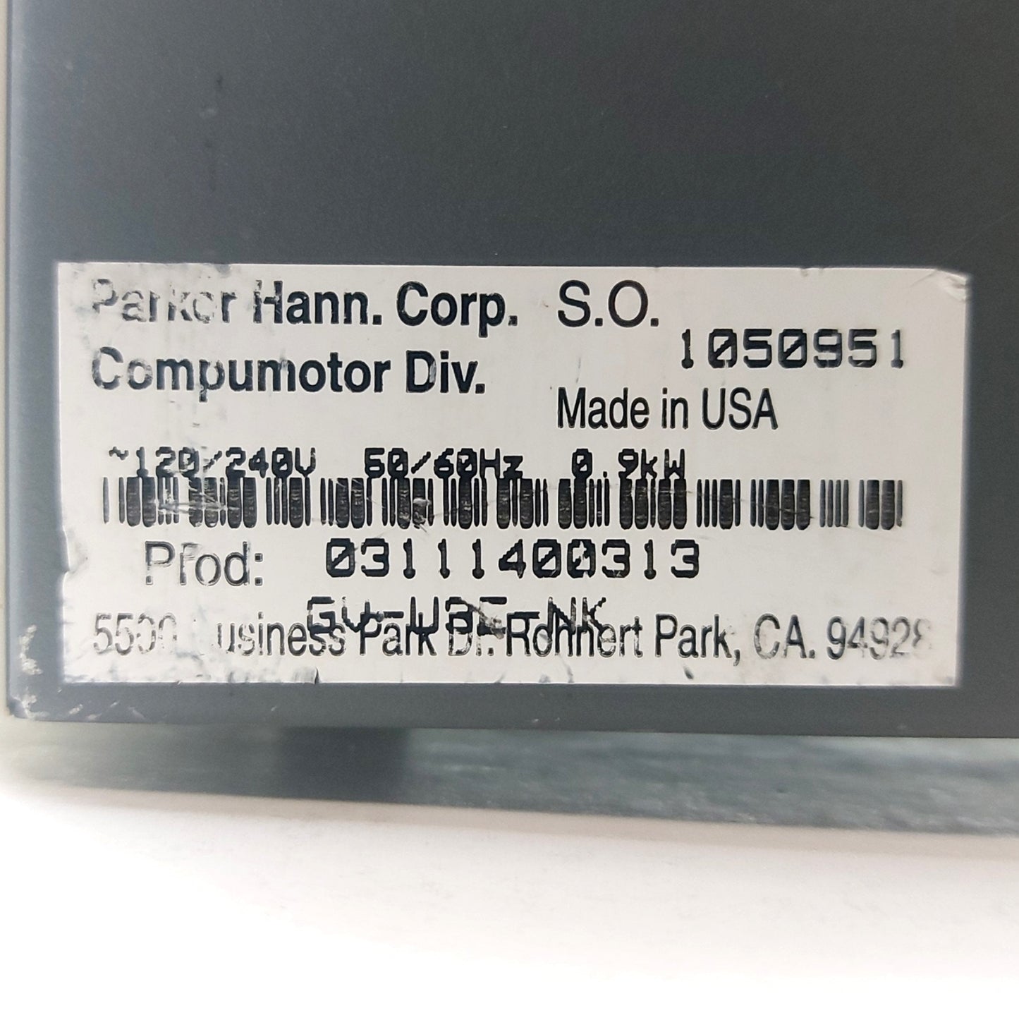 Used Parker GV-U3E-NK Gemini Servo Motor Drive, 1-Axis, 170/340VDC 3A Bus, 120/240VAC