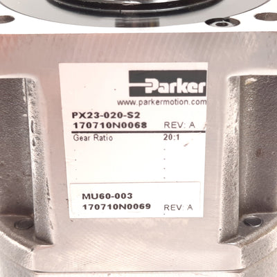 Used Parker PX23-020-S2 Inline Helical Planetary Gearhead 20:1 Gear Box Ratio NEMA 23