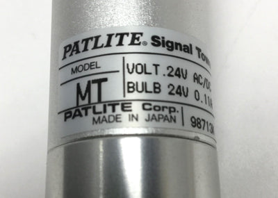 Used Patlite MT Super Slim Stack Light Signal Tower 24VAC/DC White, Amber, Green