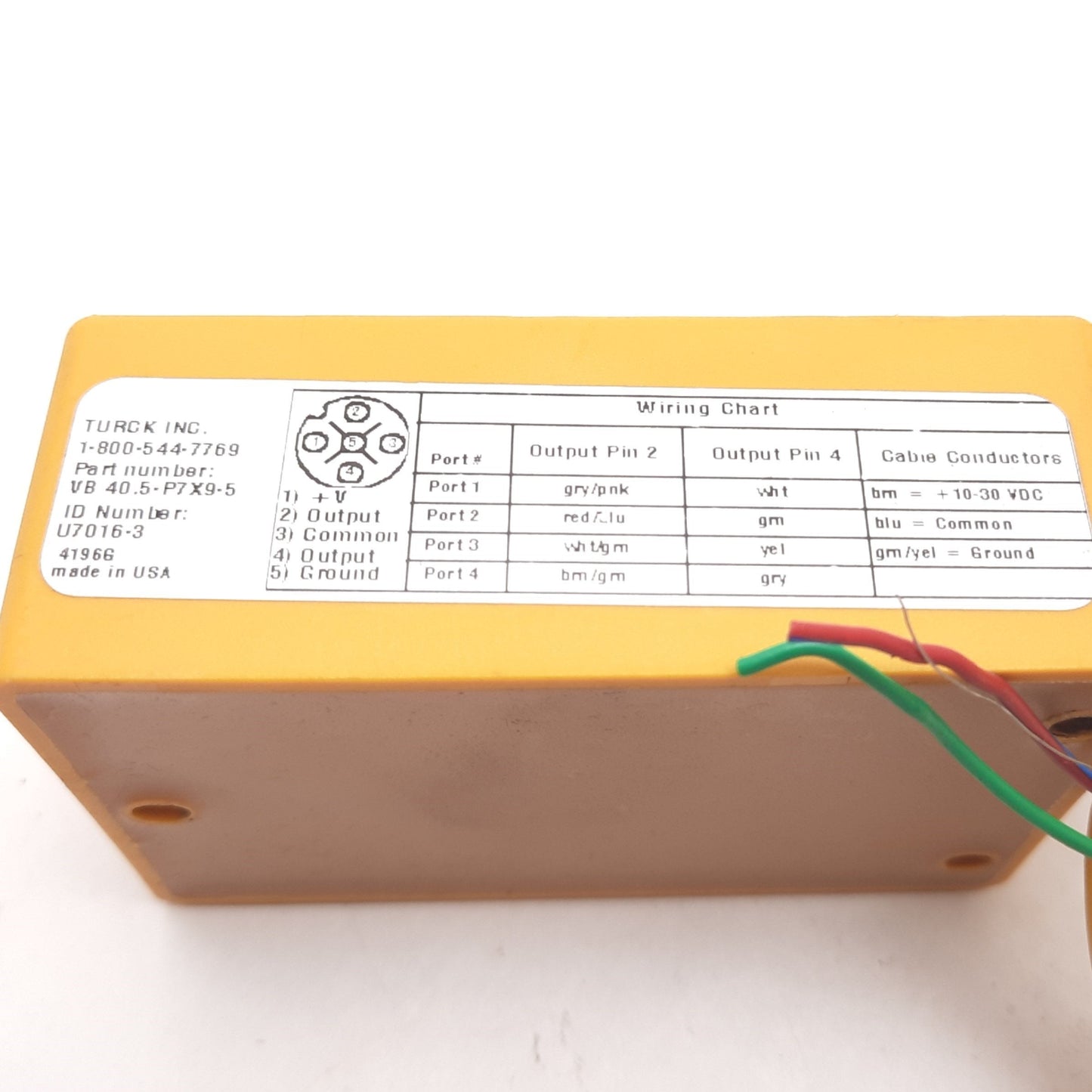 Used Turck VB40.5-P7X9-5 4-Port Junction Box, 5-Pin M12 Eurofast I/O Ports, 10-30VDC