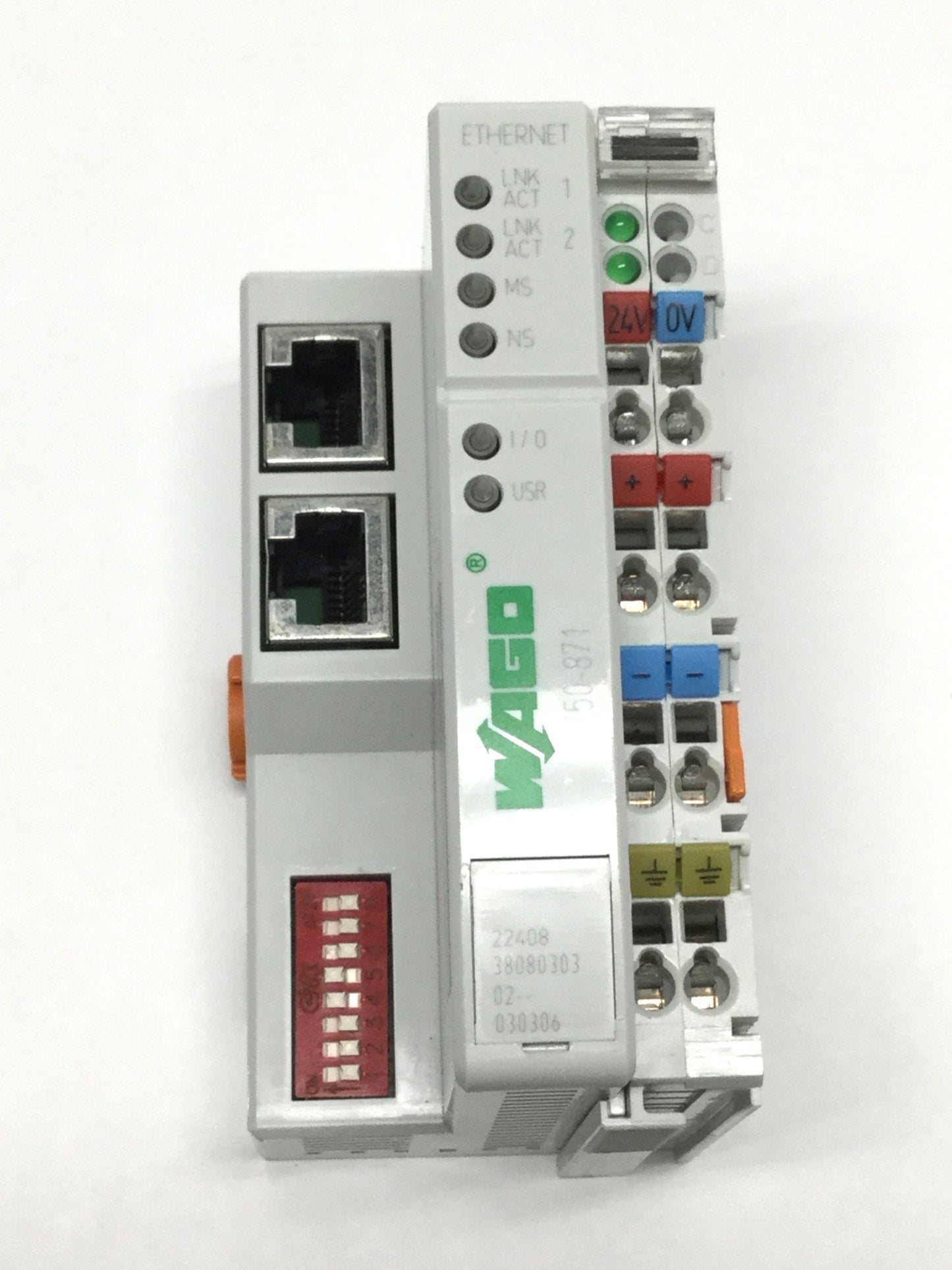 Used Wago 750-871 Ethernet TCP/IP I/O Interface Controller 32-bit, 2-Port RJ45, 24VDC