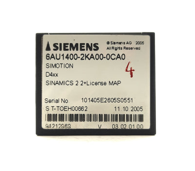 Used SIEMENS 6AU1400-2KA00-0CA0 Compact Flash Card SIMOTION SINAMIC V2.2 MAP License