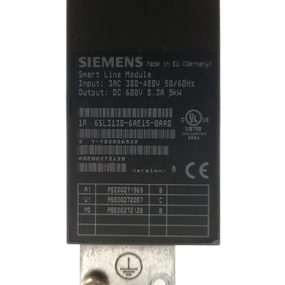 Used SIEMENS 6SL3130-6AE15-0AA0 SINAMICS Smart Line Module 600VDC 8.3A Out 440VAC In