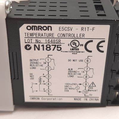 Used Omron E5CSV-R1T-F Temperature Controller, 100-240VAC, Thermocouple In, Relay Out