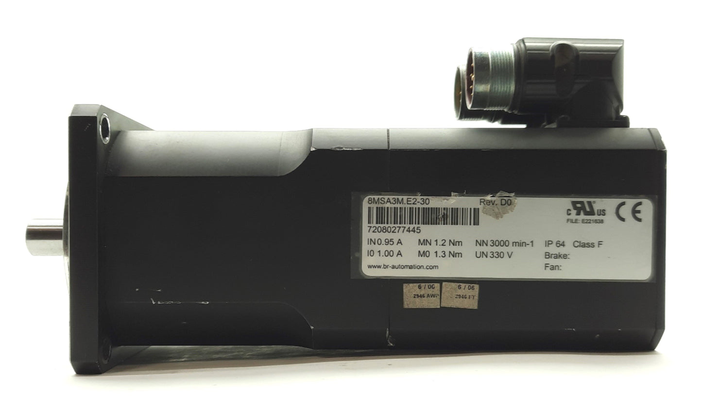 Used B&R 8MSA3M.E2-30 Servo Motor, 10.62in-lbs, .95A, 3000RPM, 330VAC, NEMA 34