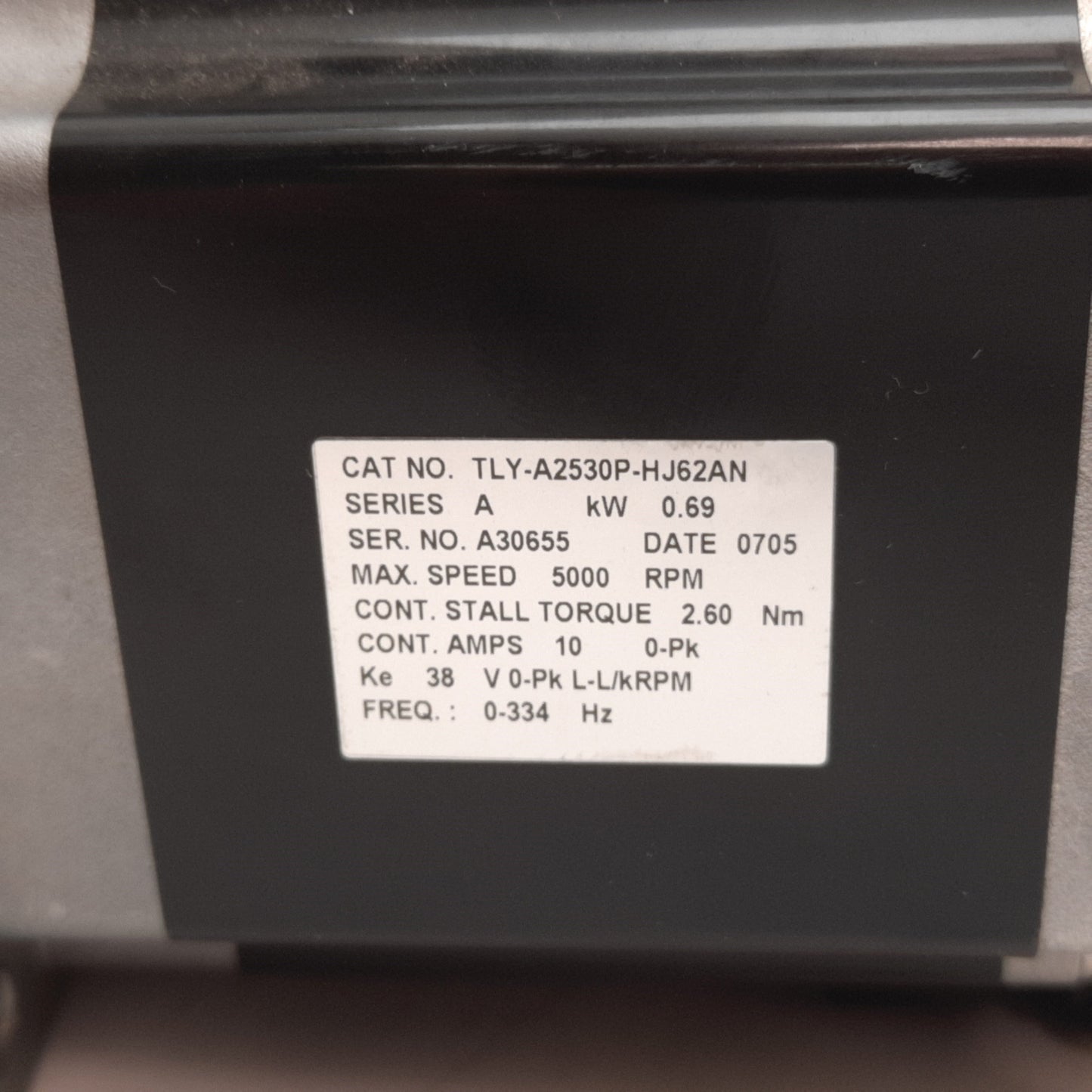 Used Allen Bradley TLY-A2530P-HJ62AN Servo Motor 5000 RPM 230VAC 3 Phase Shaft 0.625"