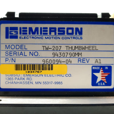 New Other Emerson TW-207 Data Entry Thumbwheel Module, 9x Selectable Units w/DB37 Cable