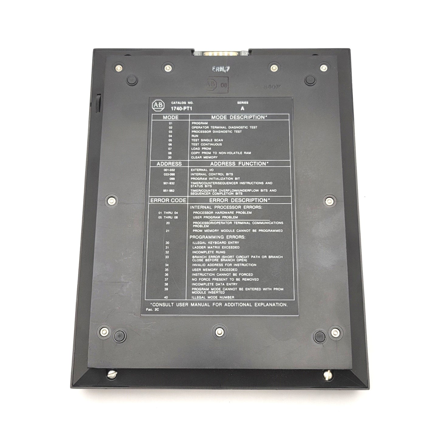 Used Allen Bradley 1740-PT1 Series A Operator Terminal For 1742 Processor Module