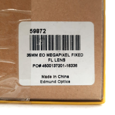 New – Open box Edmund Optics 59-872 Machine Vision Lens 35mm FL 2/3" Sensor f/1.65-22 C-Mount