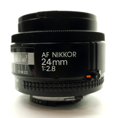 Used NIKON AF Nikkor 24mm f/2.8 Wide Angle Camera Lens, 35mm/DX, 24mm FL, F-Mount