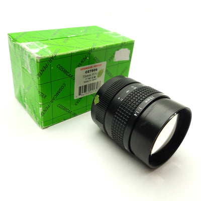 New – Open box Cosmicar C27509 Machine Vision Lens, 75mm FL, 1" Format, f/1.4-C, C-Mount