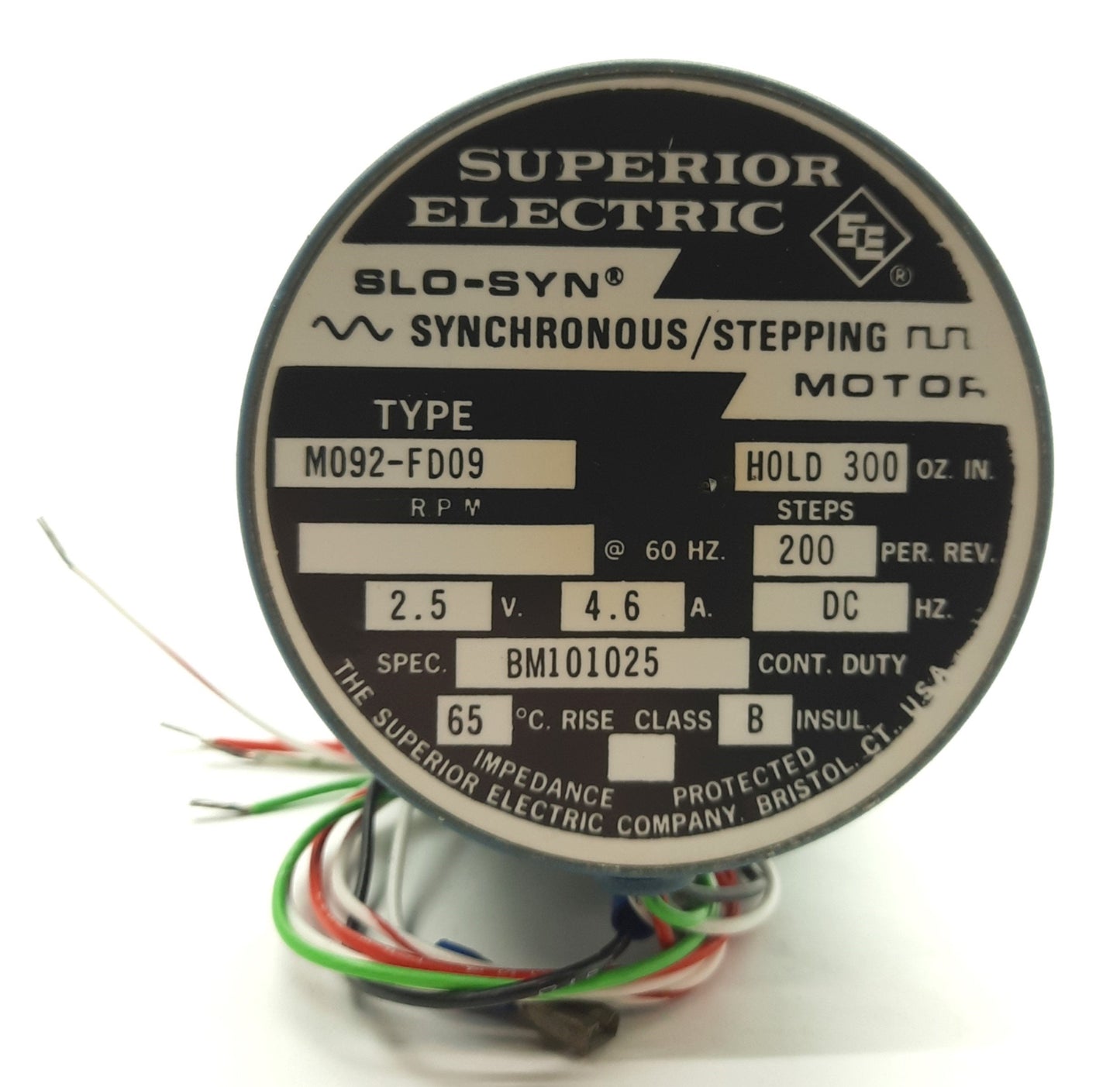 Used Superior Electric M092-FD09 SLO-SYN Stepper Motor 200PPR 300oz-in NEMA34 2.5VDC