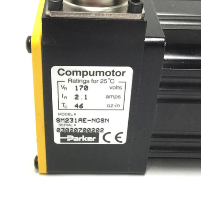 Used Parker SM231AE-NGSN Brushless Servo Motor 170V 7500RPM, NEMA 23, 1000ppr Encoder