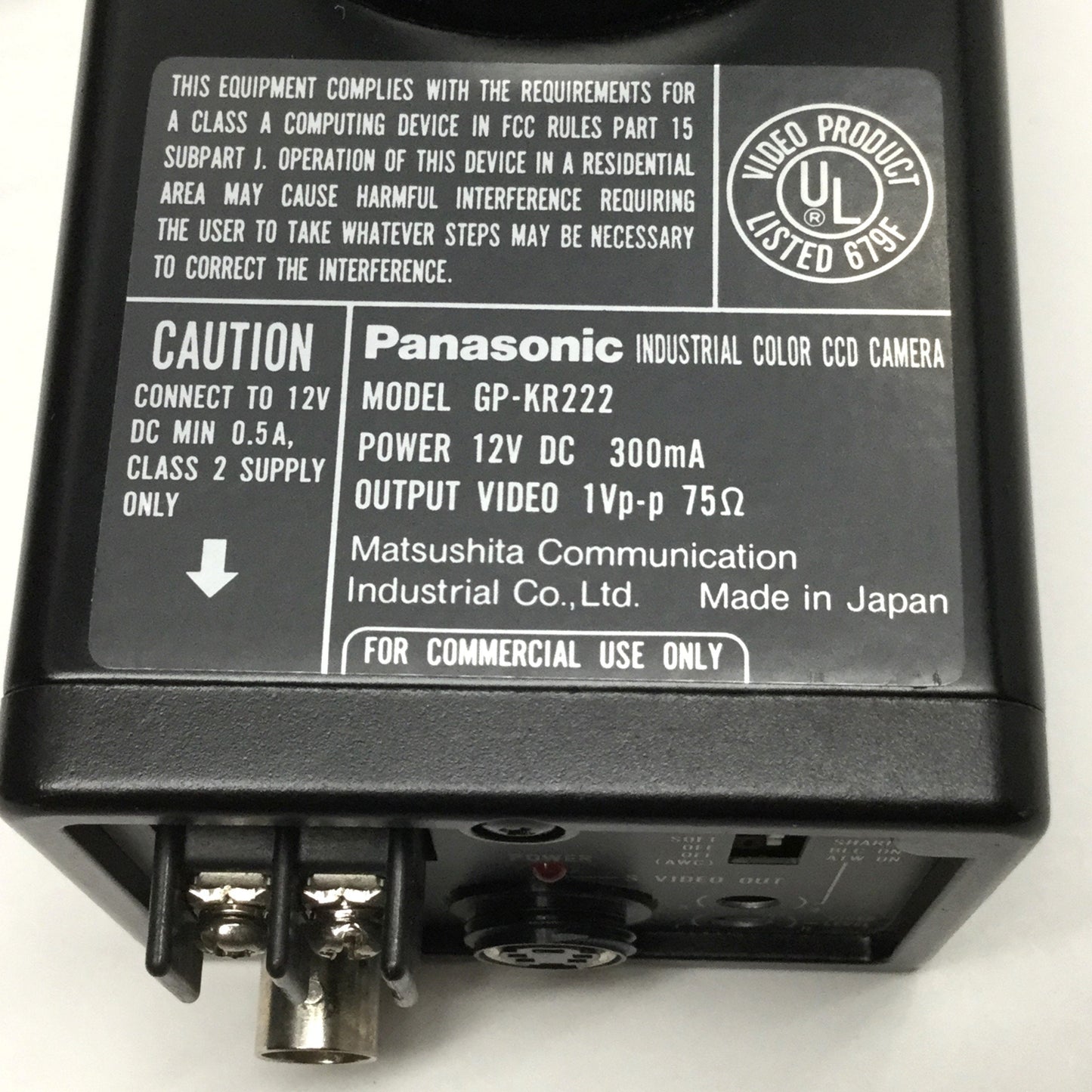 Used Panasonic GP-KR222 Industrial Digital 1/2" CCD Color Camera 12VDC, 768x494