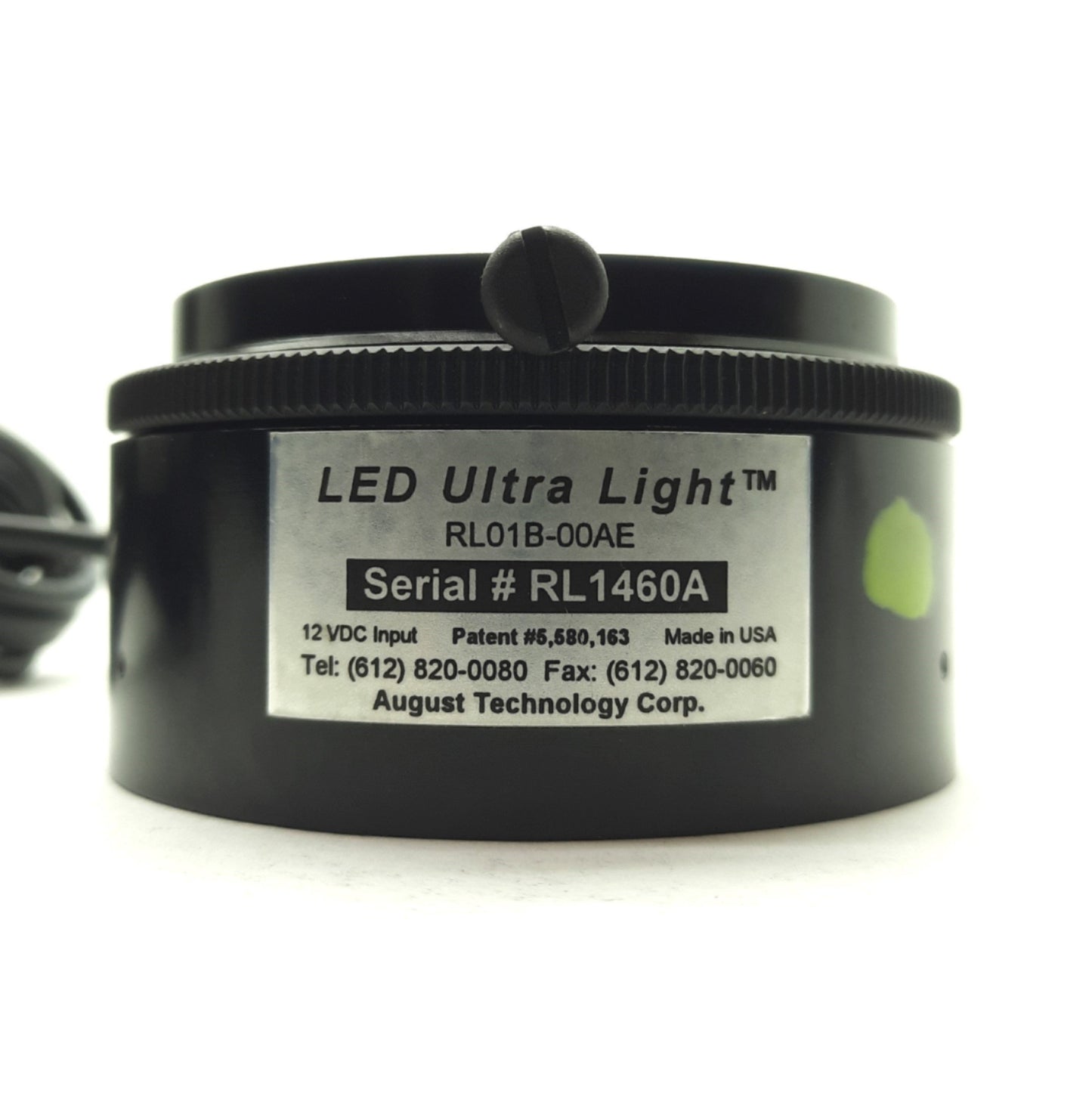 Used August Technology Corp RL01B-00AE Yellow LED Ultra-Light 36mm ID 55mm Mount 12V