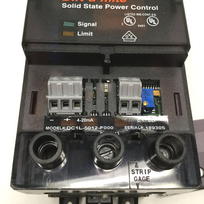 Used Watlow DC1L-5012-F000 DIN-a-mite Solid State 50A Power Control 120VAC ?1, 4-20mA