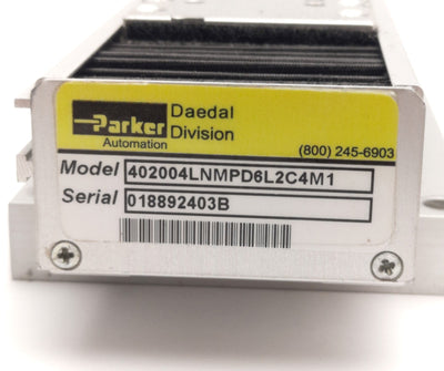 Used Parker 402004LNMP-D6L2C4M1 Linear Actuator Ballscrew Positioner, 100mm Travel