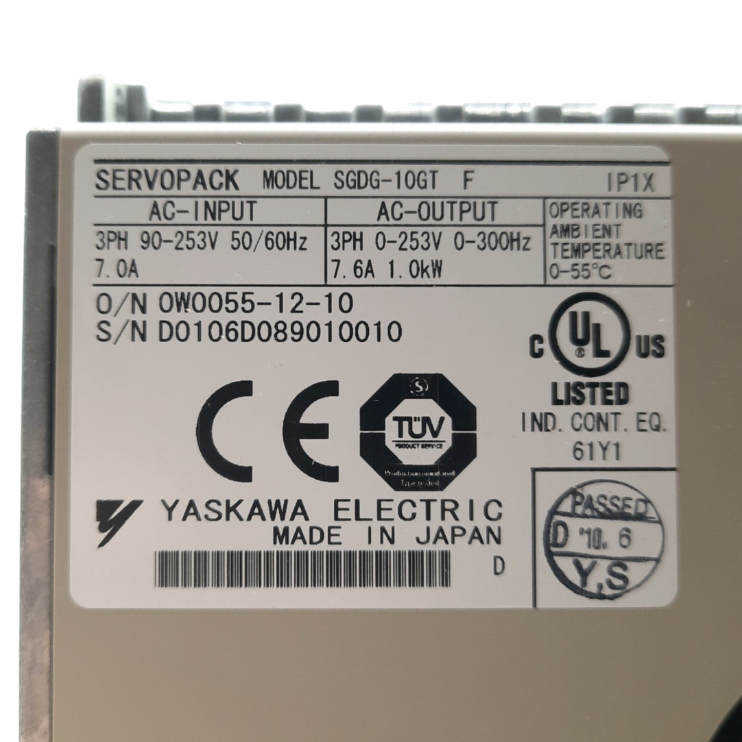 New Other YASKAWA SGDG-10GT Legend 10 Servo Drive Out: 0-230VAC 7.6A 1kW In: 3PH 90-253VAC