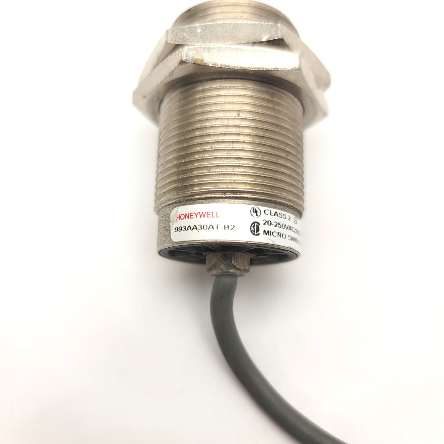 Used Honeywell 993AA30AT-B2 Inductive Proximity Sensor 10mm Range, 20-250VAC 350mA