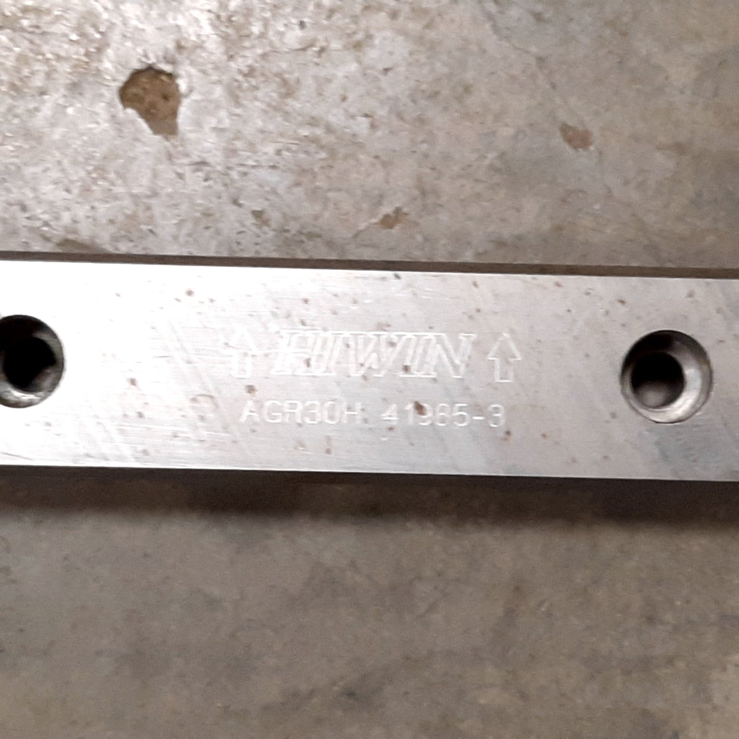 Used Hiwin AGR30H 41985-3 Linear Carriage Rail, 1.125" W x 0.95" H x 77.125" Long