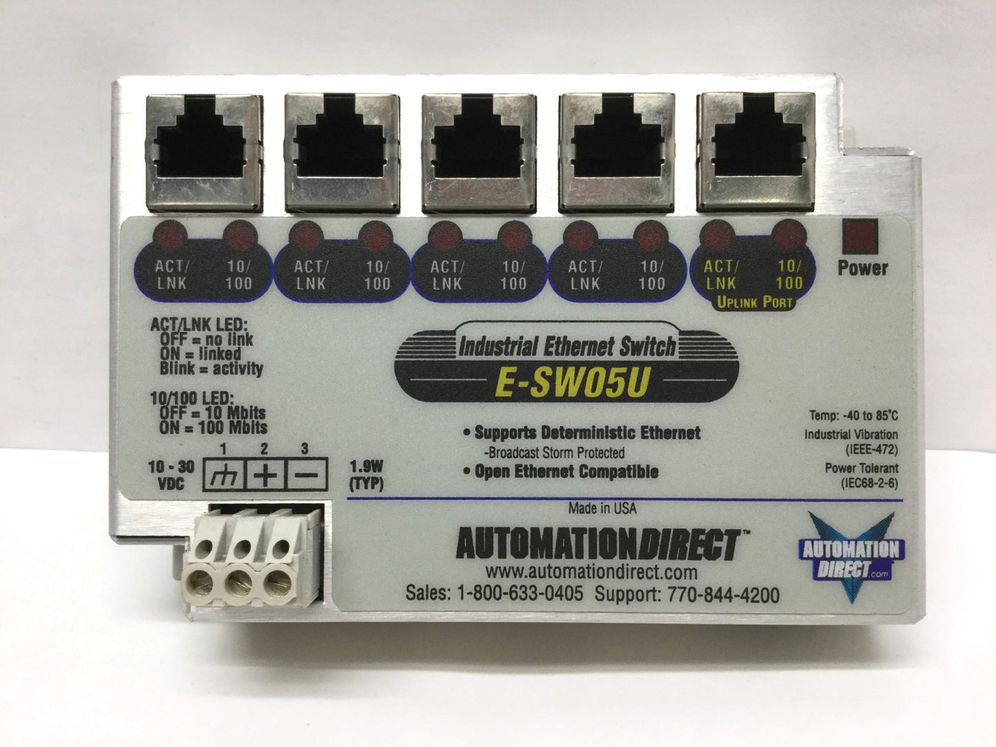 Used Automation Direct E-SW05U Industrial Unmanaged Ethernet Switch, 5-Port, 10-30VDC