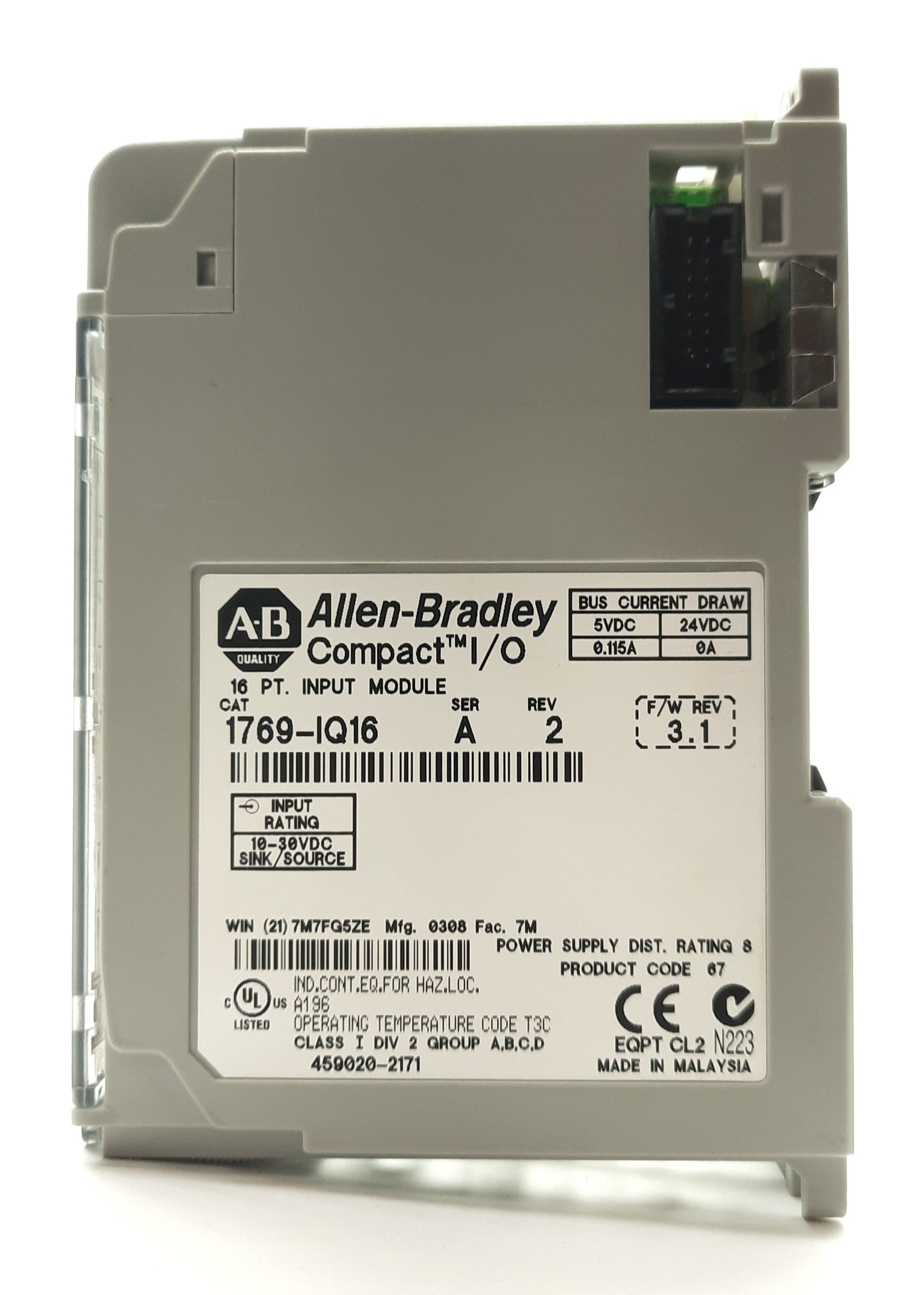 Used Allen Bradley 1769-IQ16 Ser A Compact I/O Digital Input Module Card 16-Point 24V