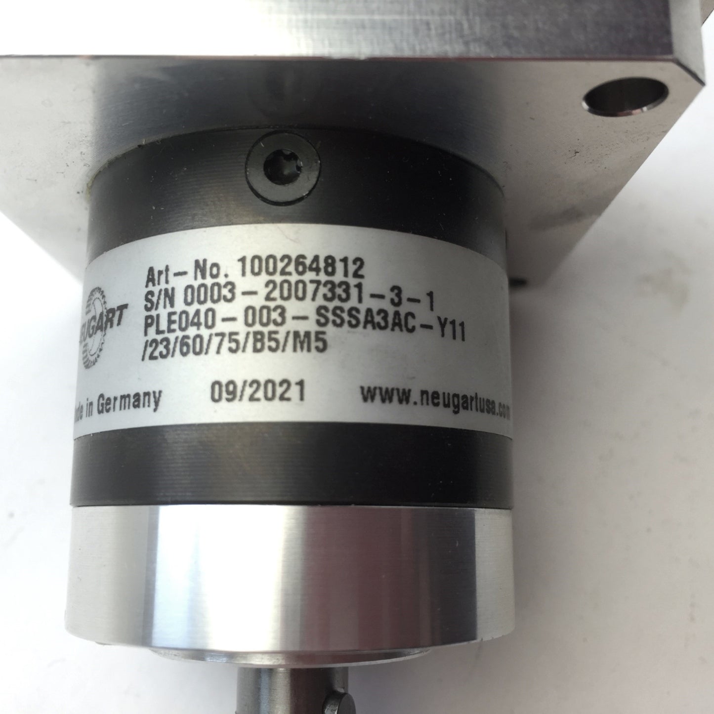 Used Neugart PLE040-003-SSSA3AC Planetary Gearbox, 3:1 Ratio, Frame Size: 40mm