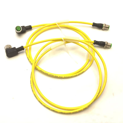 Used Lot of 2 Murrelektronik 7000-40121-0340100 Cordsets M12 Male M12 Female 4-Pin 1m