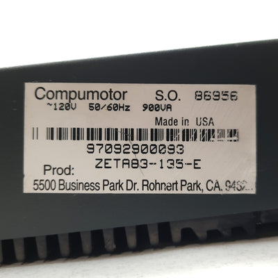 Used Parker ZETA83-135-E ZETA4 Compumotor Stepper Motor Drive, 4A 170VDC Bus, 120VAC