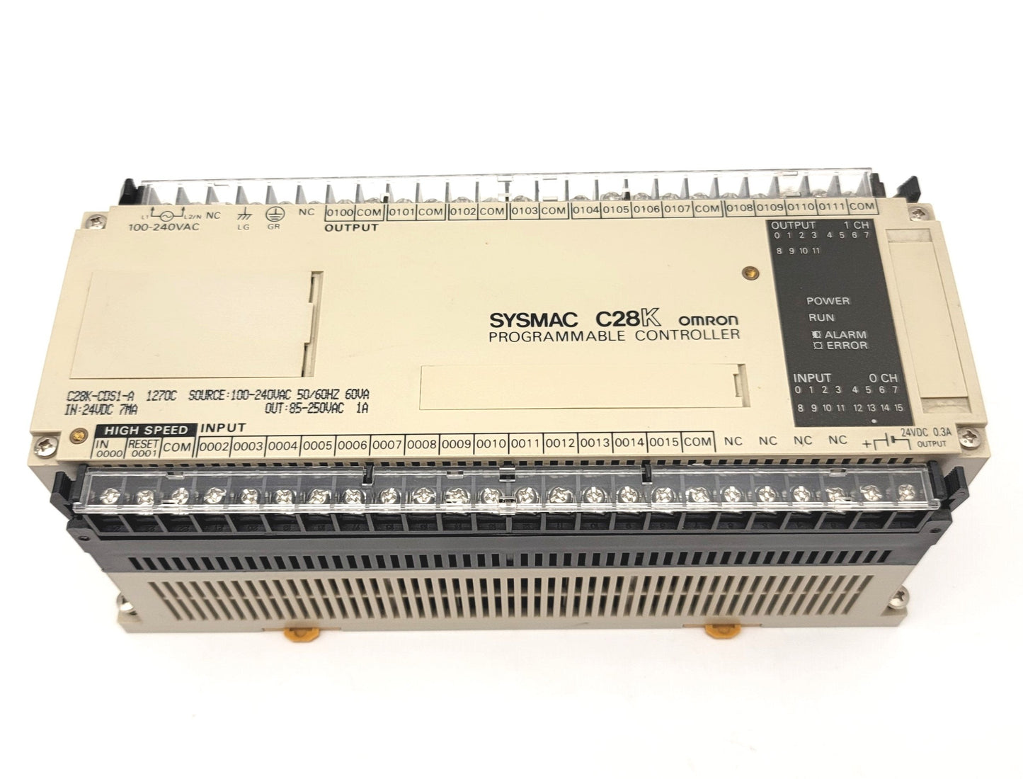 Used Omron C28K-CDS1-A SYSMAC C28K Programmable Controller 100-240VAC, 28 I/O Points