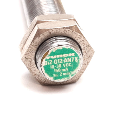 Used Turck Bi2-G12-AN7X Inductive Proximity Sensor, 2mm, 10-30VDC, NPN N/O, M12x1