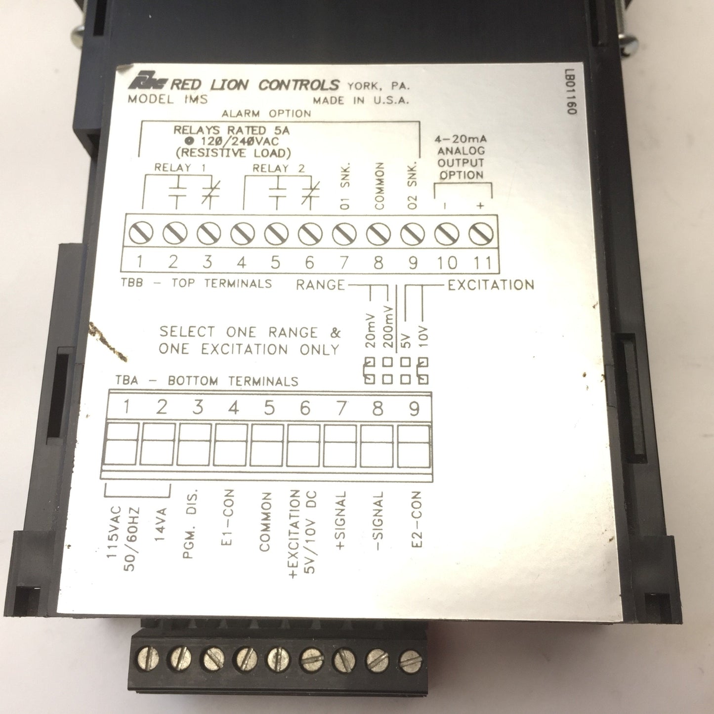 Used Red Lion Controls Model IMS03100 Panel Mount Digital Strain Meter, 120/240VAC 5A