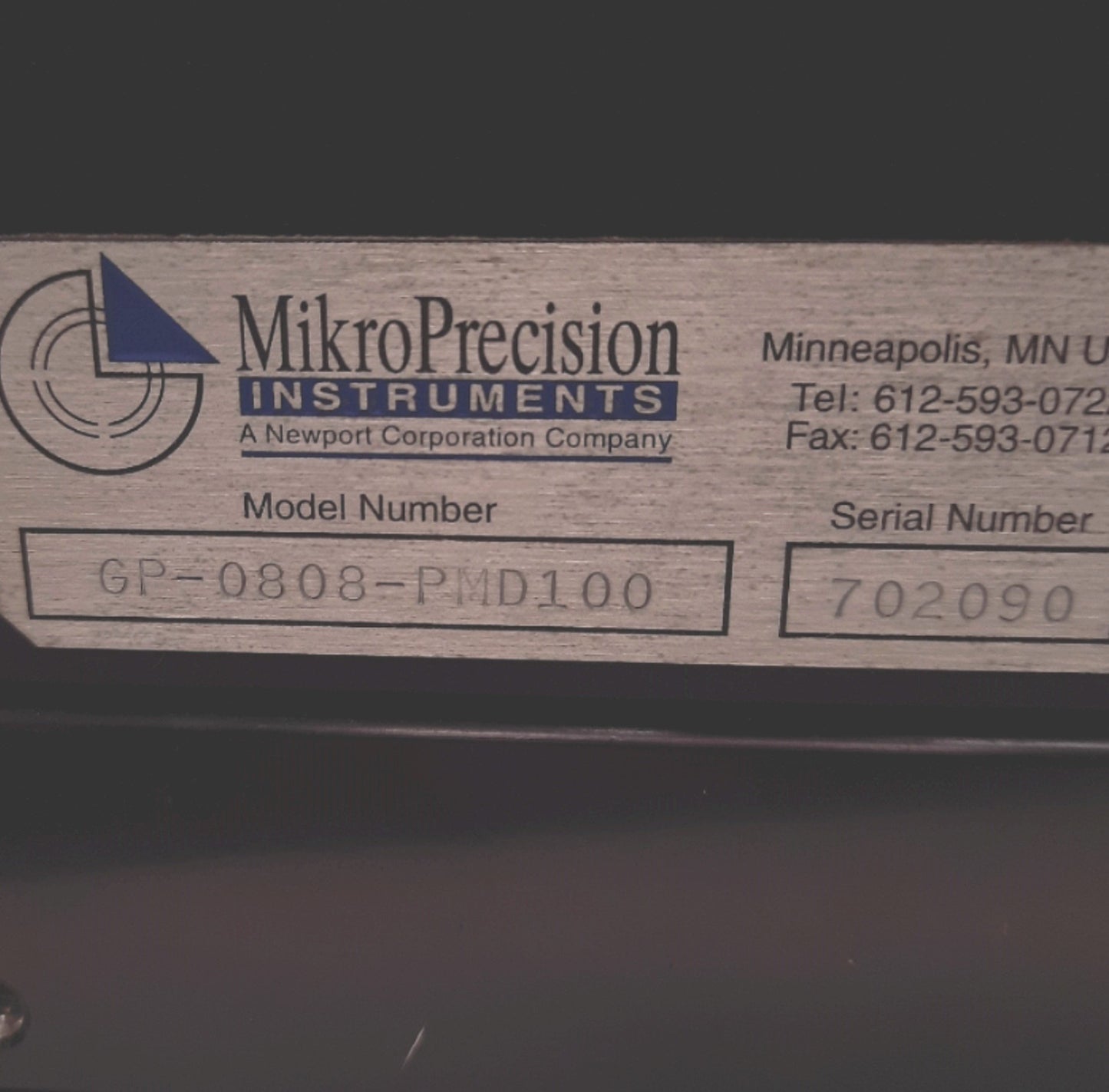 Used Mikro Precision GP-0808-PMD100 Cross Roller X-Y Stage, 8" Travel, D-Sub, 9 Pin