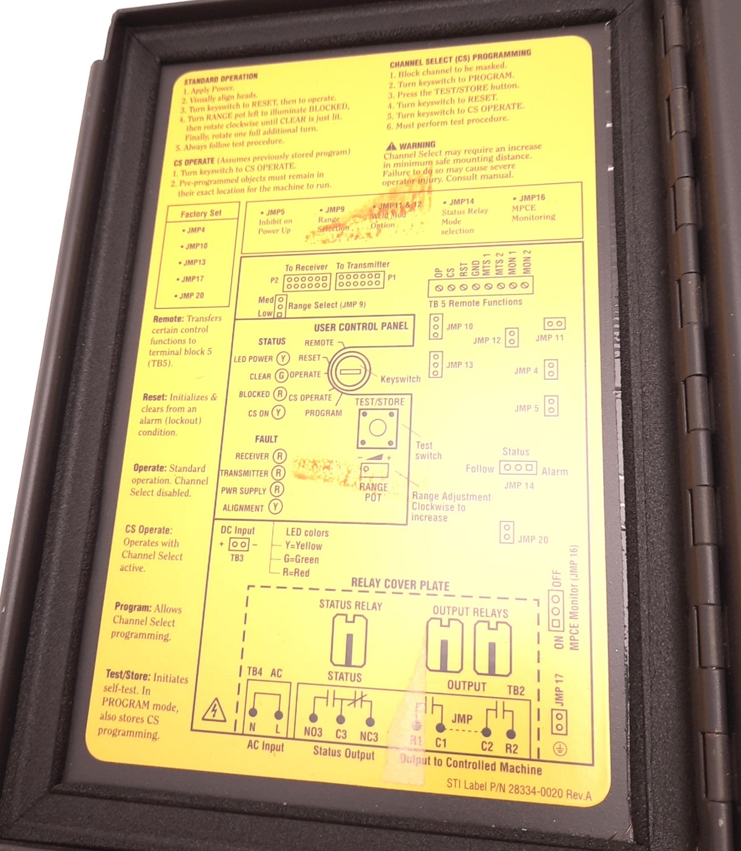 Used STI MS43-B2-AC1-W Minisafe Light Curtain Controller 70011-1001,10010-1048