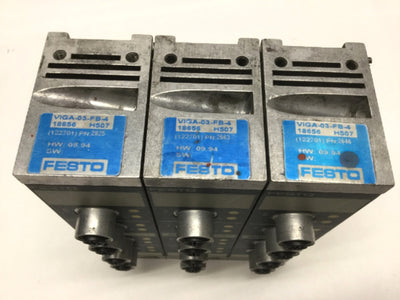 Used Lot of 3 Festo VIGA-03-FB-4 Valve Terminal Output Module, PNP, 4-Fold, 4-Pin