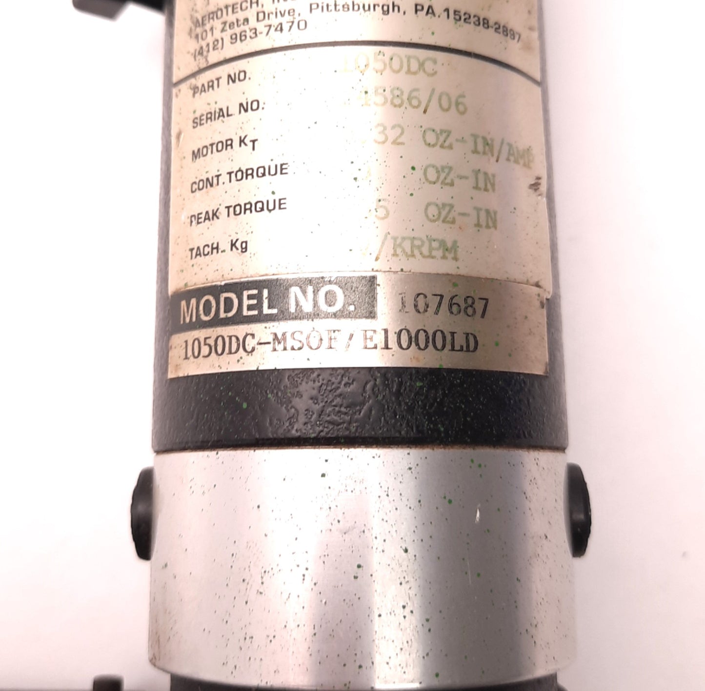 Used Aerotech 1050DC-MSOF/E1000LD Permanent Magnet Servo Motor, Shaft Diameter: 0.25"