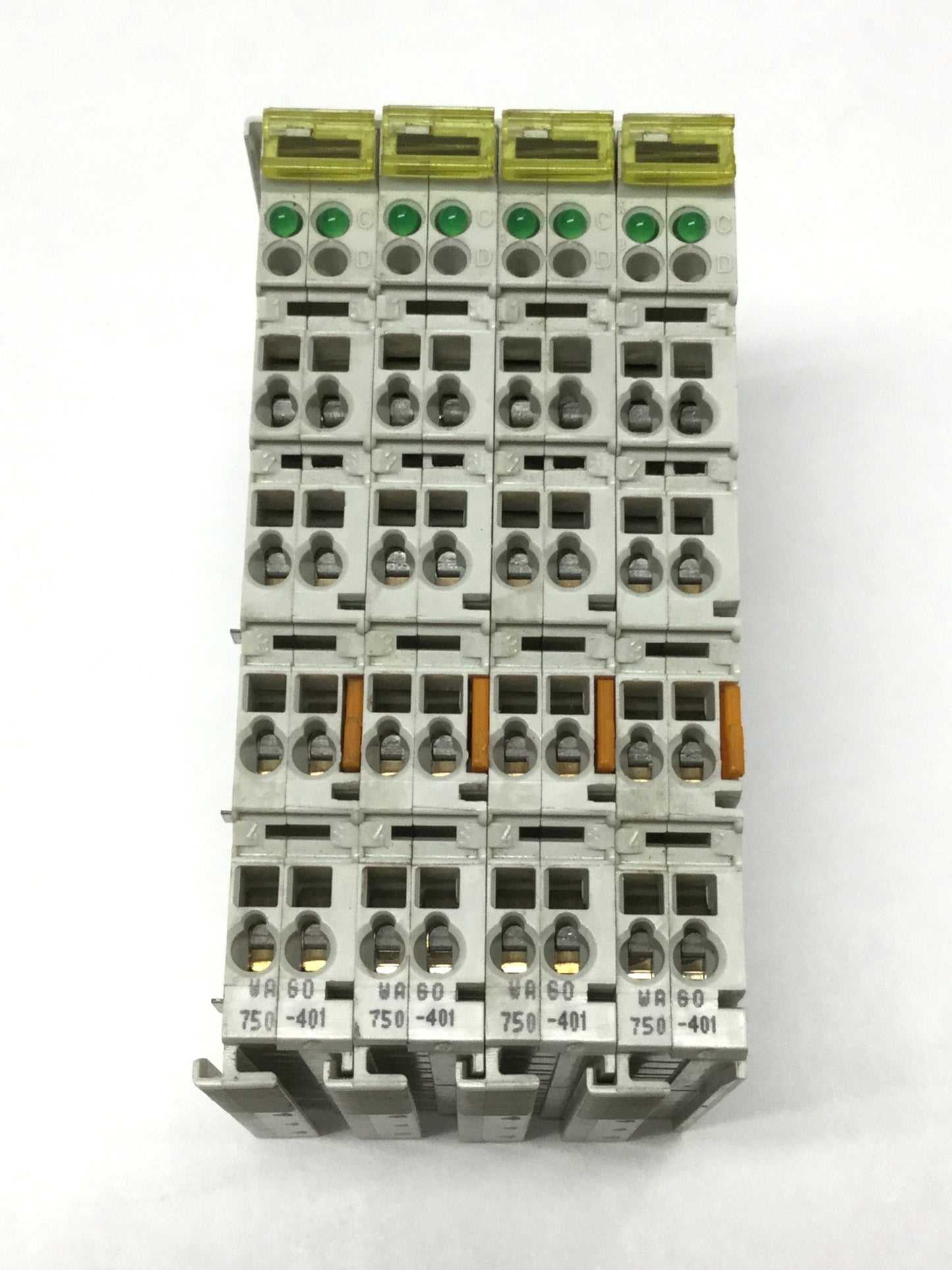 Used Lot of 4 Wago 750-401 Digital Input Modules, 2-Channel, 24VDC, 0.2ms, DIN Rail